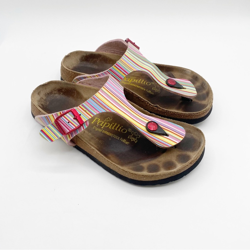Birkenstock Papillio Pink Yellow Sandals with Cork Footbeds Comfy Casual Sz6-6.5 - Picture 3 of 9
